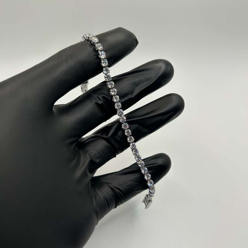 Moissanite Iced Out Tennis Bracelet Silver 4mm 6.5 Inch Brand New VVS1 No Pass